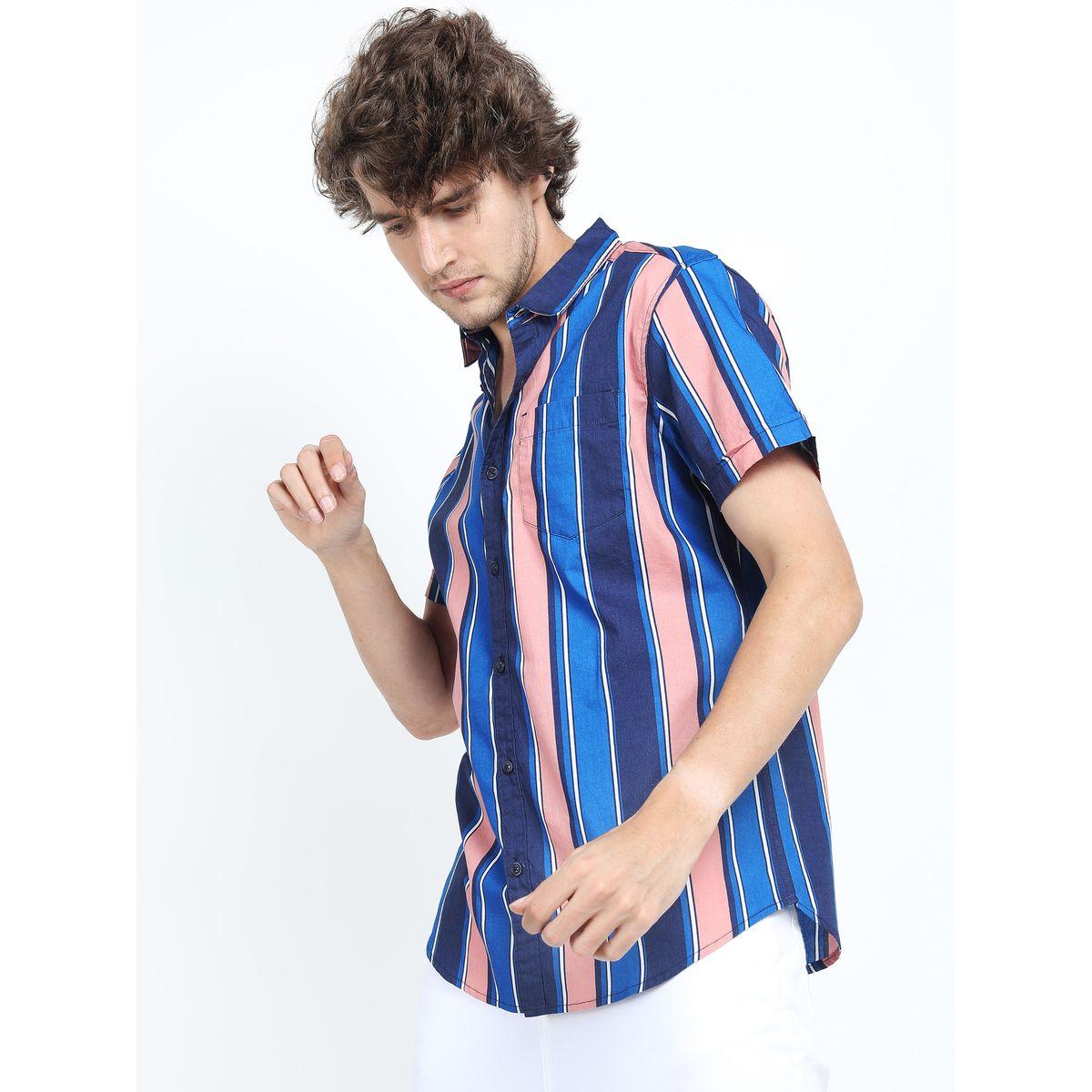 Highlander X Styli  Striped Pocket Detail Slim Fit Shirt with Short Sleeves-men-clothing-shirts-image-5