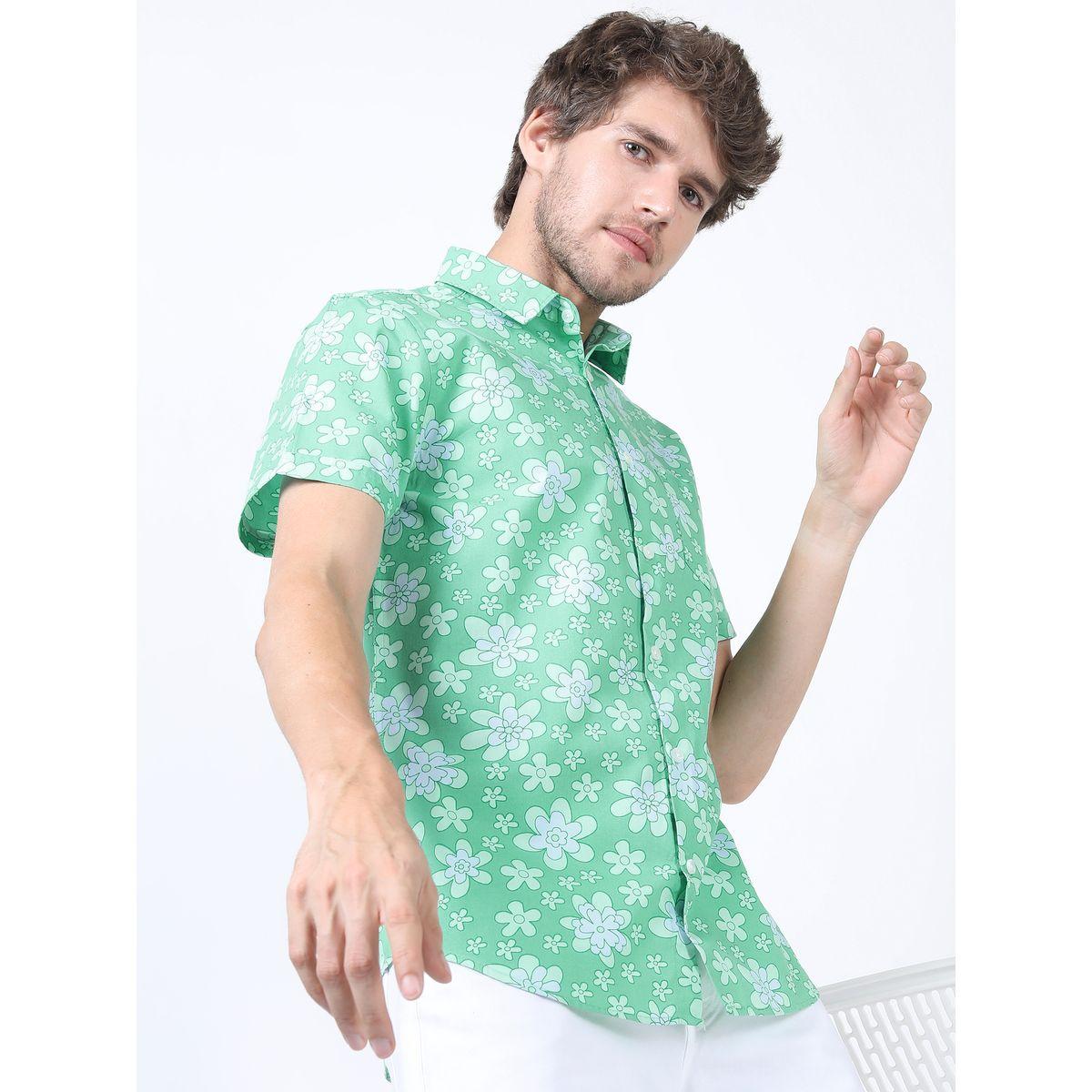 Highlander X Styli  All Over Floral Print Slim Fit Shirt with Short Sleeves-men-clothing-shirts-image-1