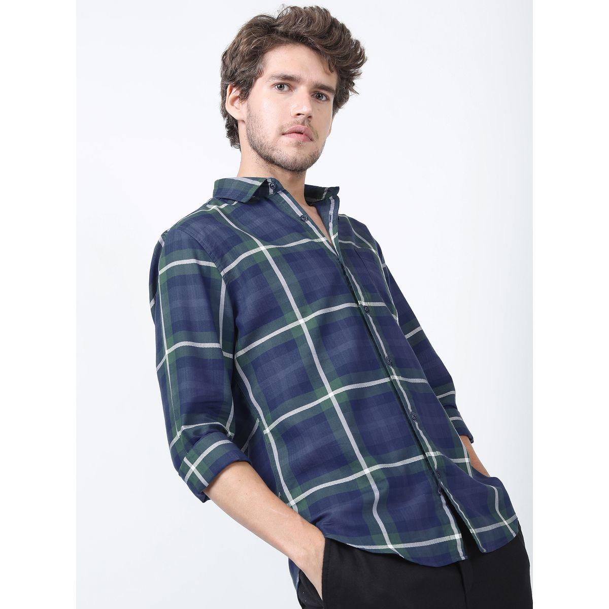 Highlander X Styli  Plaid Checked Slim Fit Shirt with Long Sleeves-men-clothing-shirts-image-1