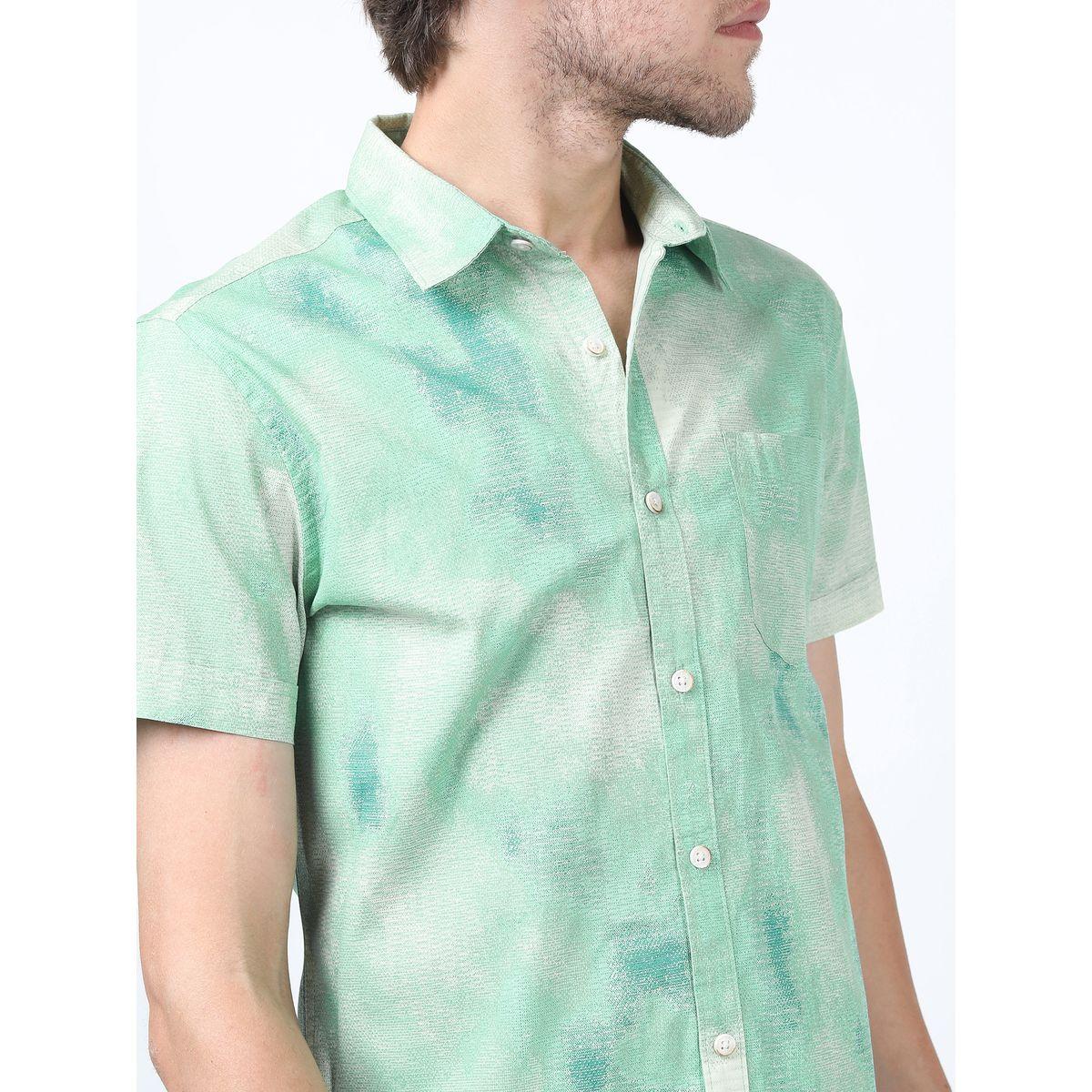 Highlander X Styli  Textured Tie Dye Print Shirt with Short Sleeves-men-clothing-shirts-image-1