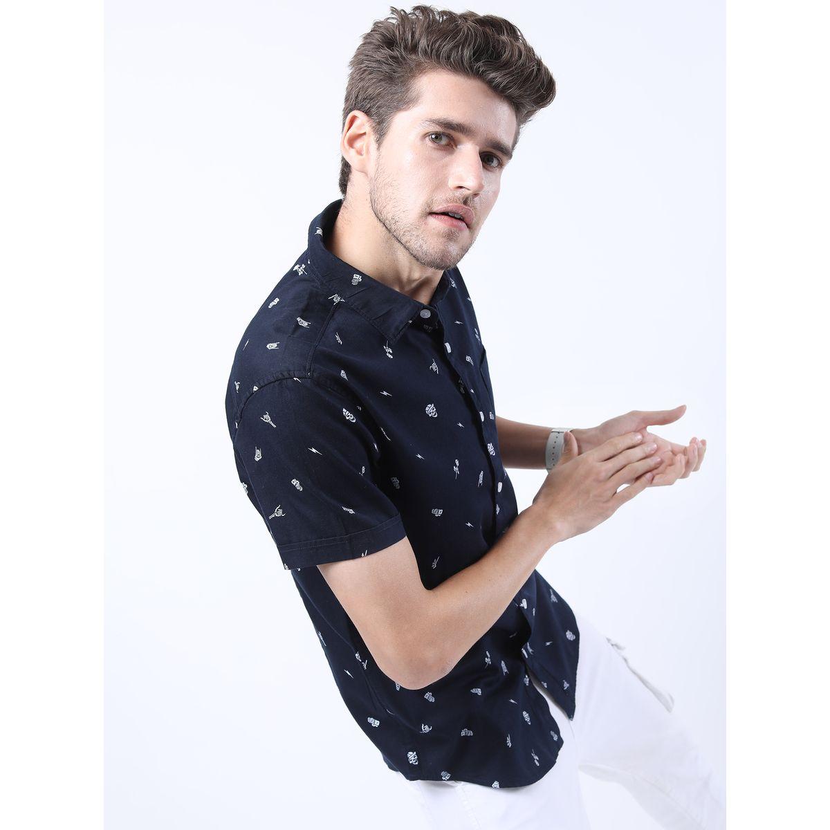 قميص بقصة سليم فت مع اكمام قصيرة هايلاندر × ستايلي-men-clothing-shirts-image-1