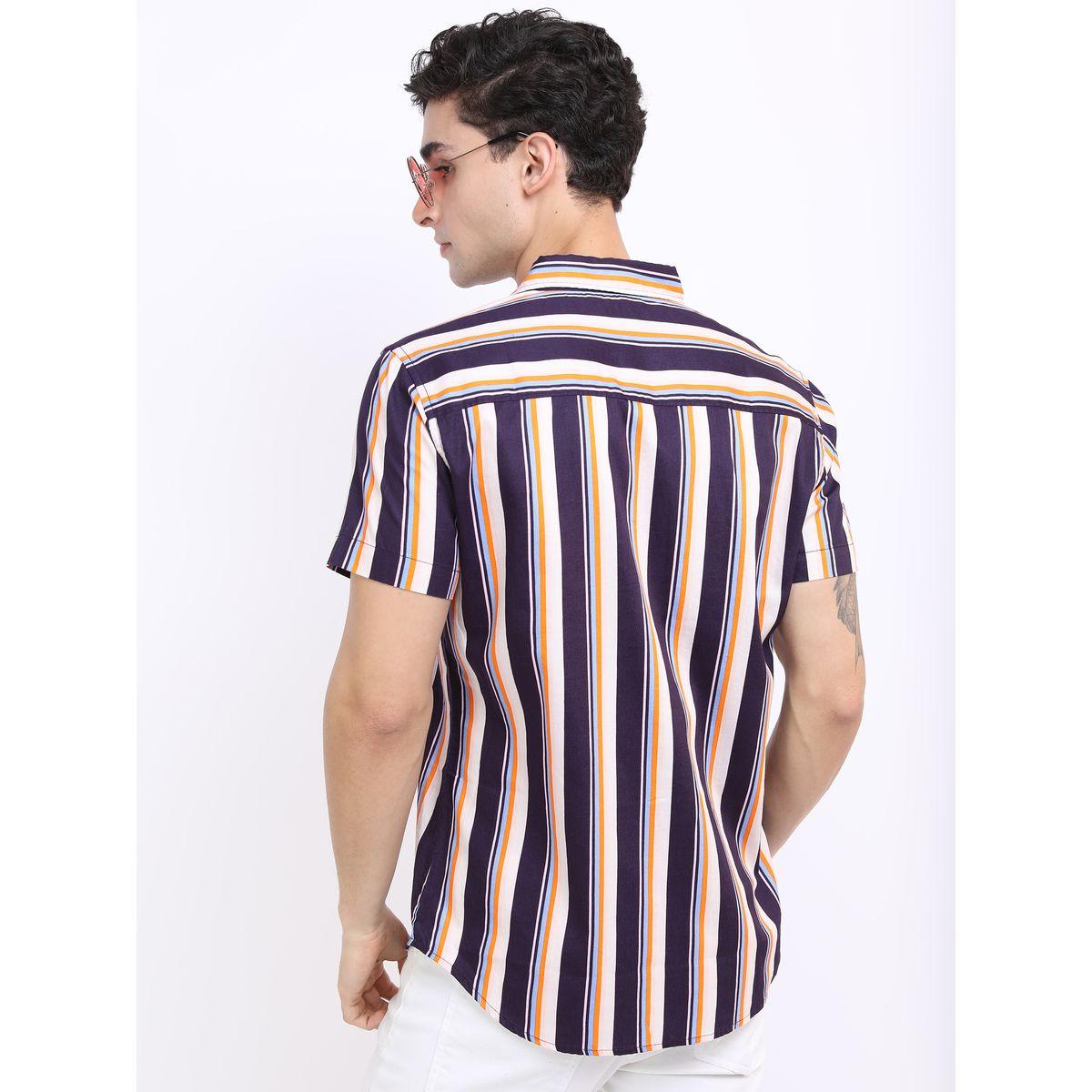 قميص مخطط بتفاصيل جيب مع اكمام قصيرة هايلاندر × ستايلي-men-clothing-shirts-image-3