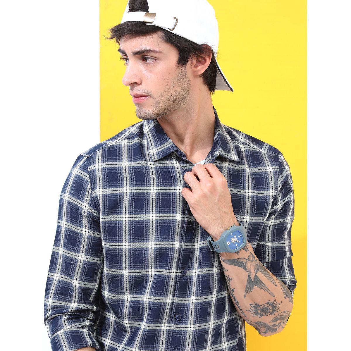 Highlander X Styli  Tartan Checked Slim Fit Shirt with Long Sleeves-men-clothing-shirts-image-1