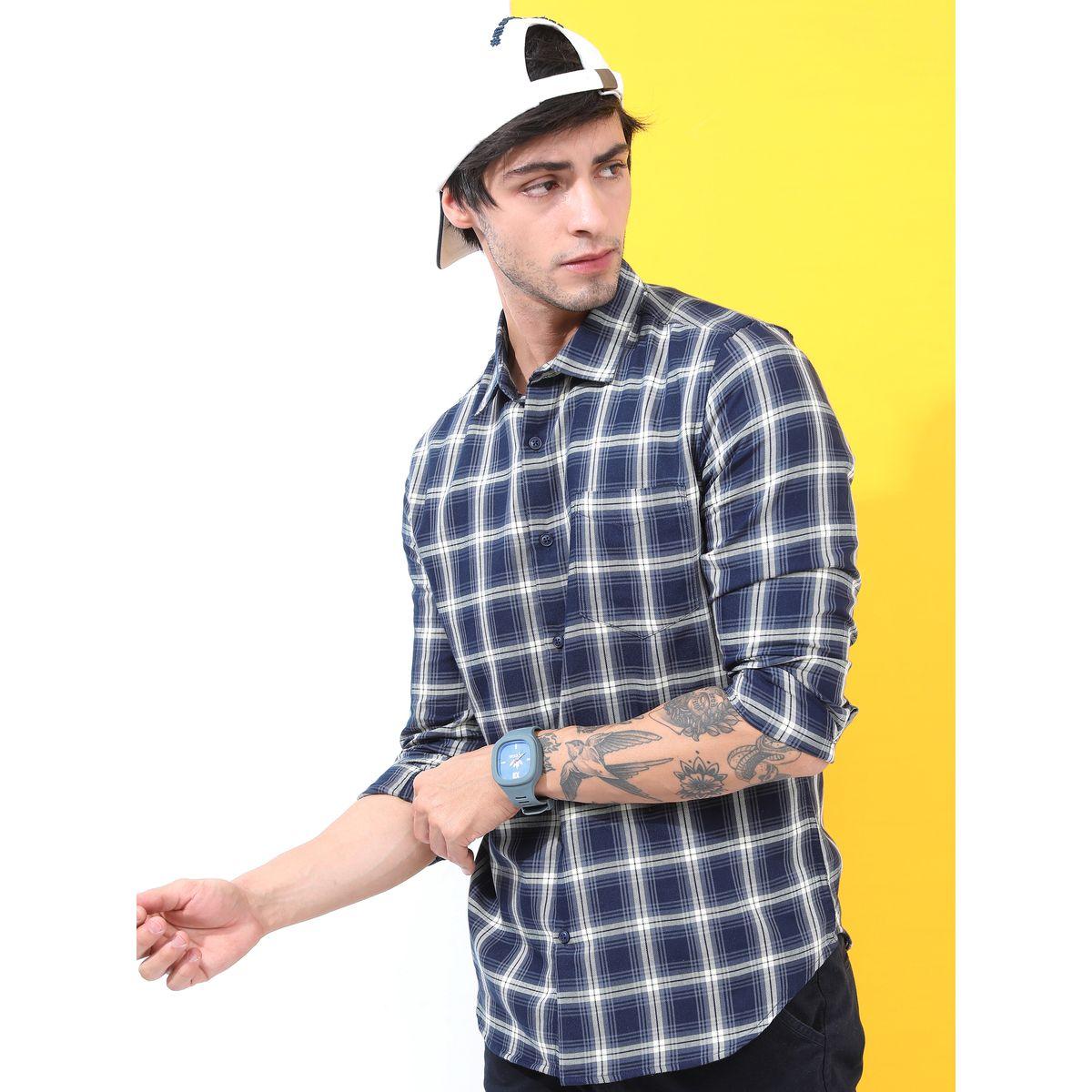 Highlander X Styli  Tartan Checked Slim Fit Shirt with Long Sleeves-men-clothing-shirts-image-2