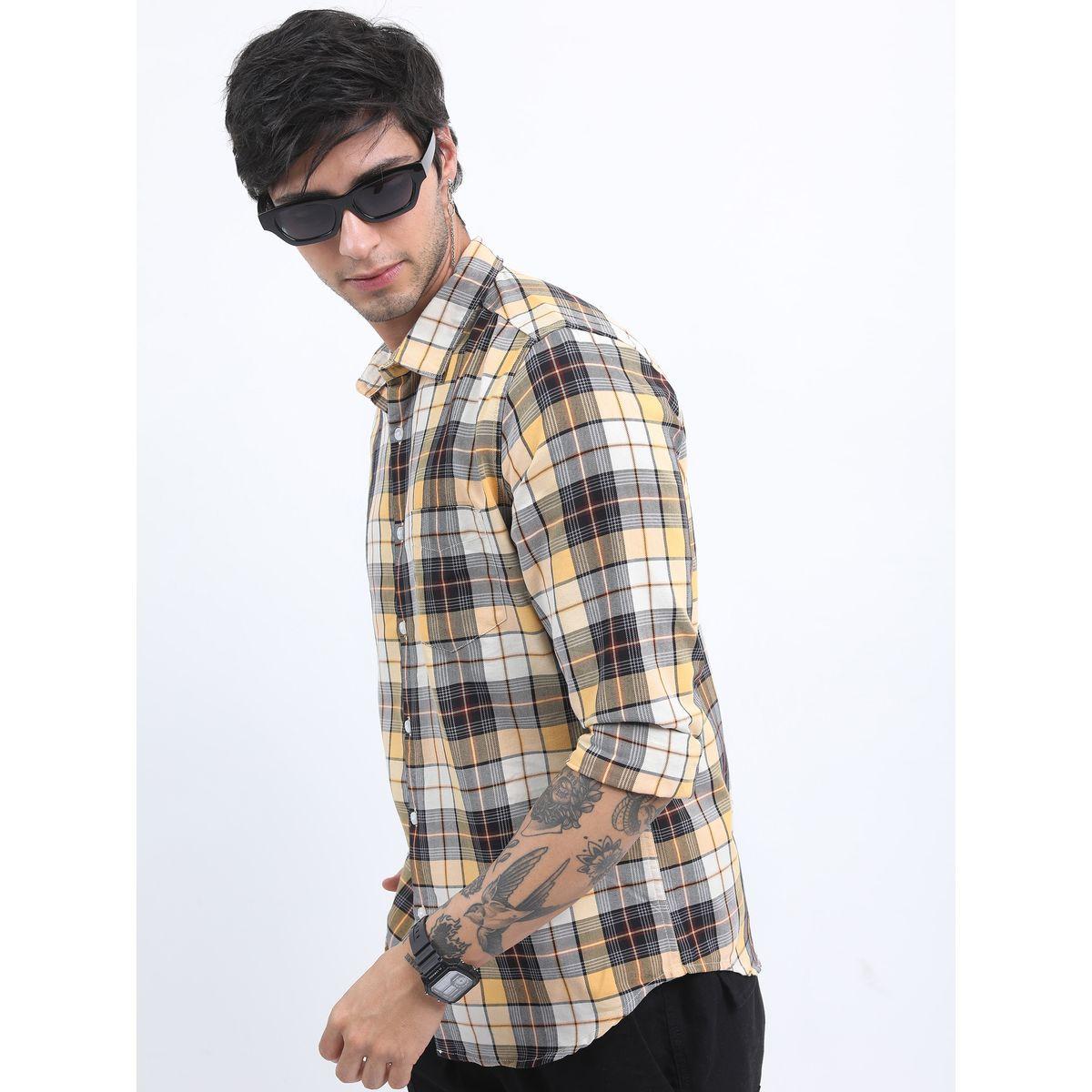 Highlander X Styli  Tartan Checked Slim Fit Shirt with Long Sleeves-men-clothing-shirts-image-1