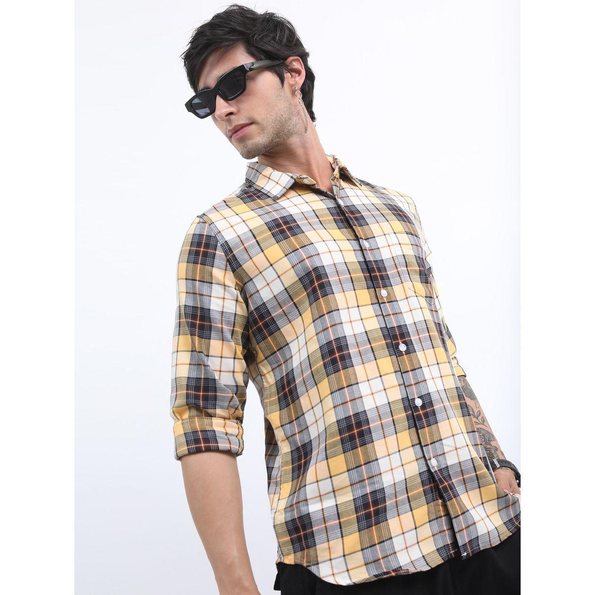 قميص كاروهات بقصة سليم فت واكمام طويلة هايلاندر × ستايلي-men-clothing-shirts-image-2