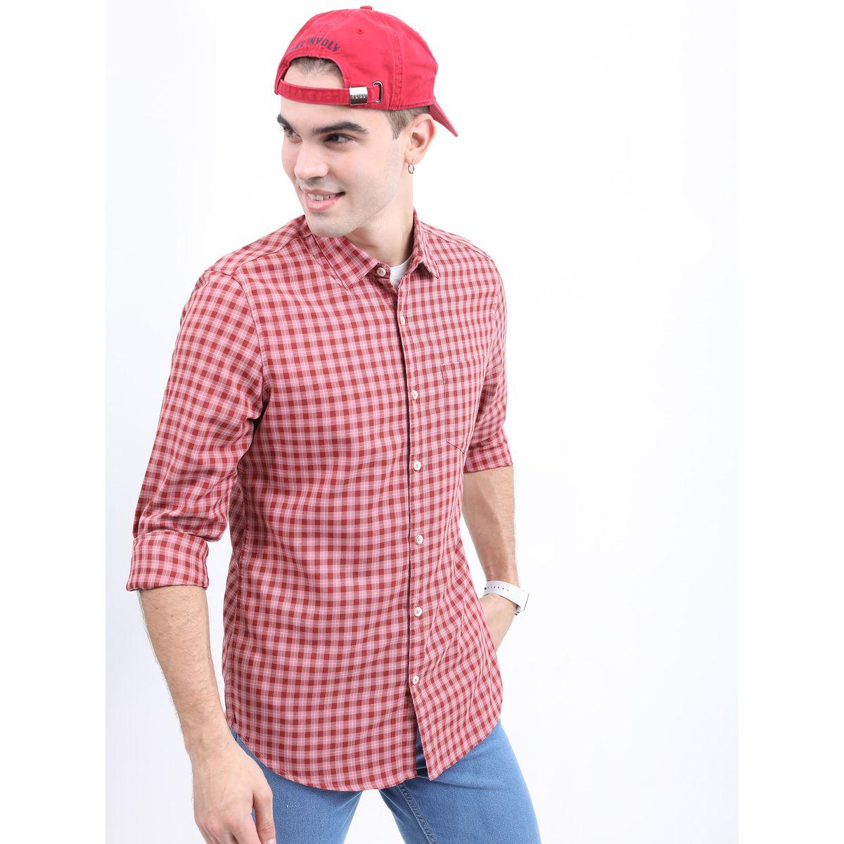 قميص كاروهات بقصة سليم فت واكمام طويلة هايلاندر × ستايلي-men-clothing-shirts-image-2