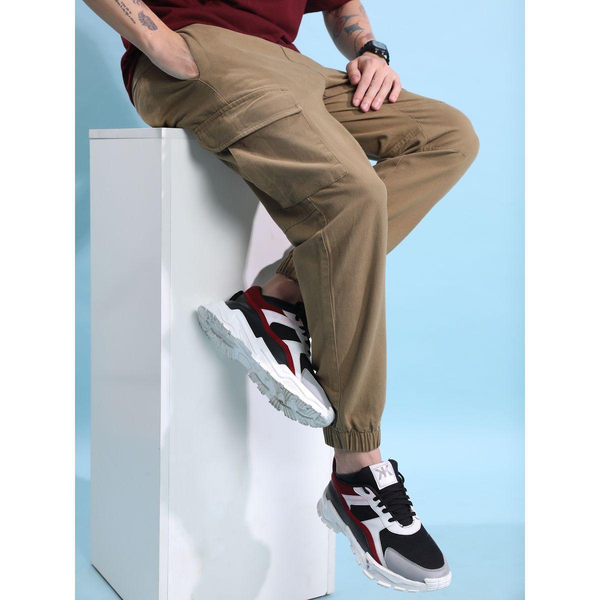 Highlander Solid Cargo Joggers with Drawstring Closure-men-clothing-bottoms-joggers-image-1