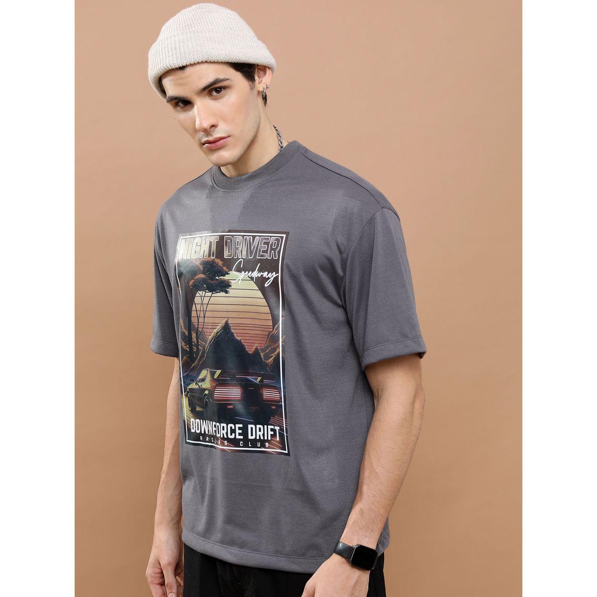 تيشيرت واسع مطبع بطبعة جرافيك هايلاندر × ستايلي-men-clothing-tshirtsandpolos-tshirts-image-1