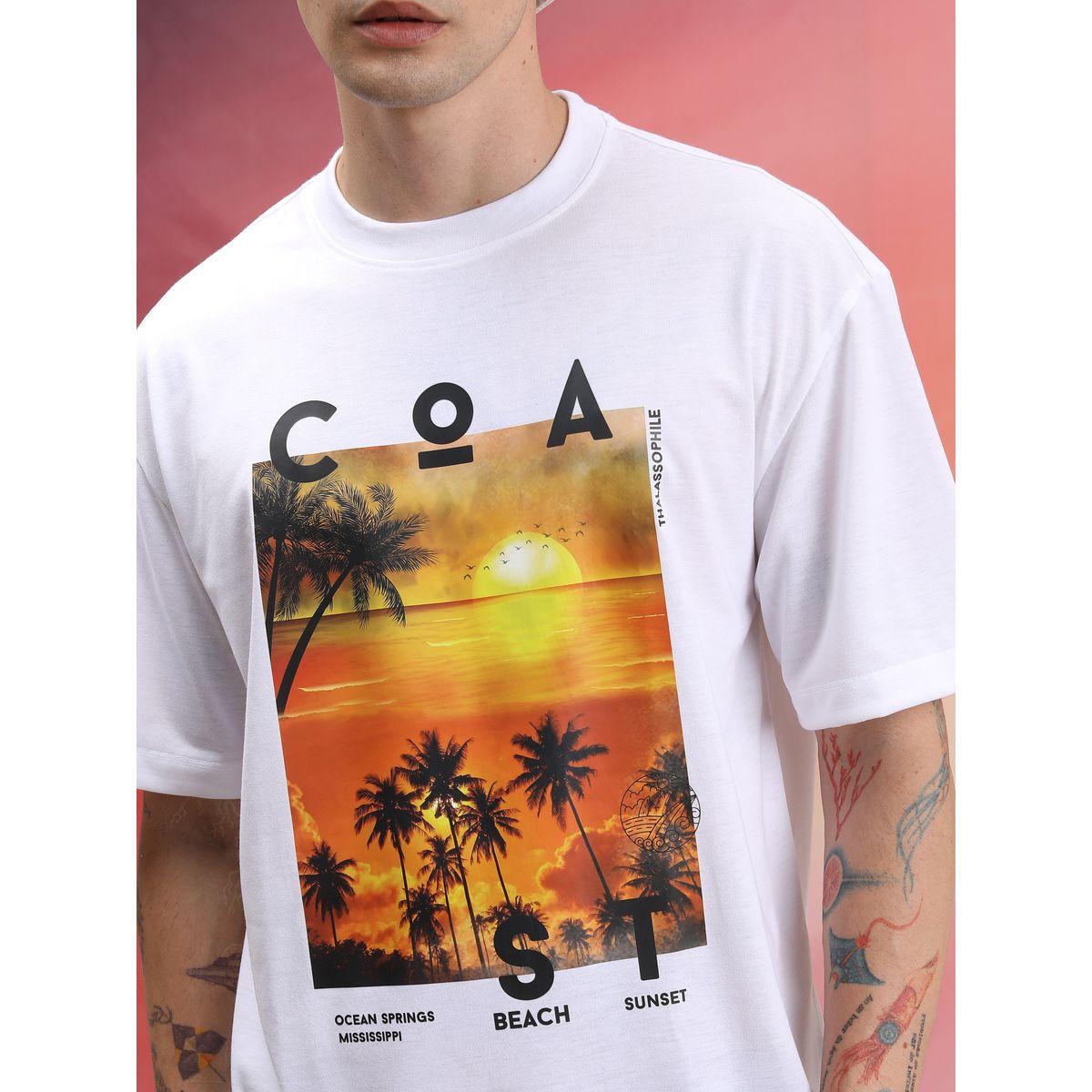 تيشيرت واسع مطبع بطبعة جرافيك هايلاندر × ستايلي-men-clothing-tshirtsandpolos-tshirts-image-4