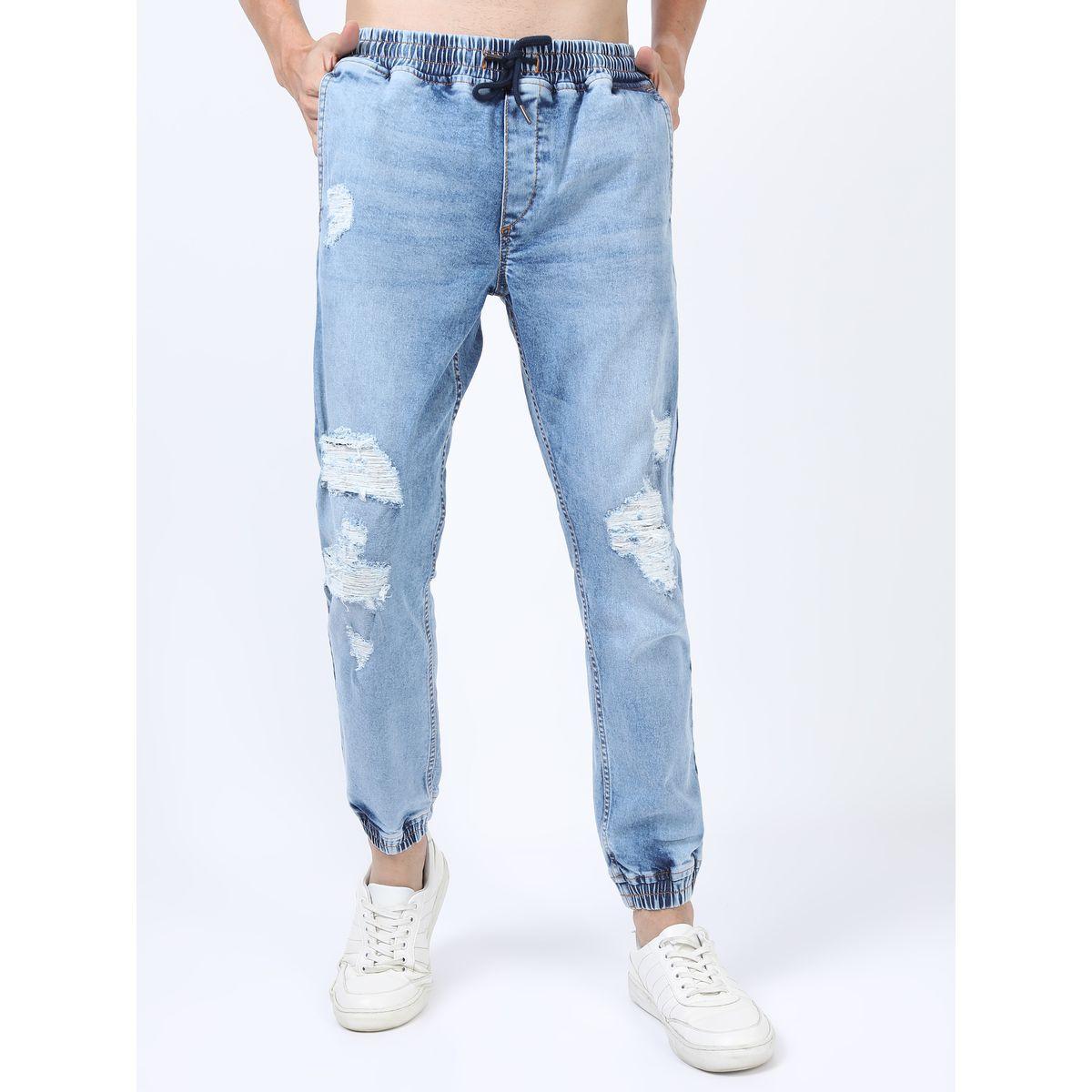 Ketch X Styli  Light Fade Distressed Jeans with Drawstring Closure-men-clothing-bottoms-jeans-image-1