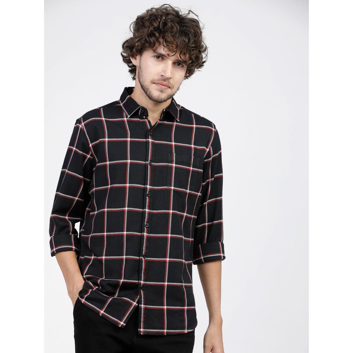 Ketch X Styli  Windowpane Checked Chest Pocket Slim Fit Shirt-men-clothing-shirts-image-1