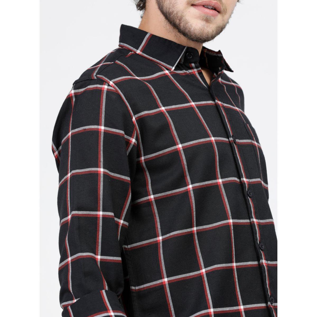 Ketch X Styli  Windowpane Checked Chest Pocket Slim Fit Shirt-men-clothing-shirts-image-2