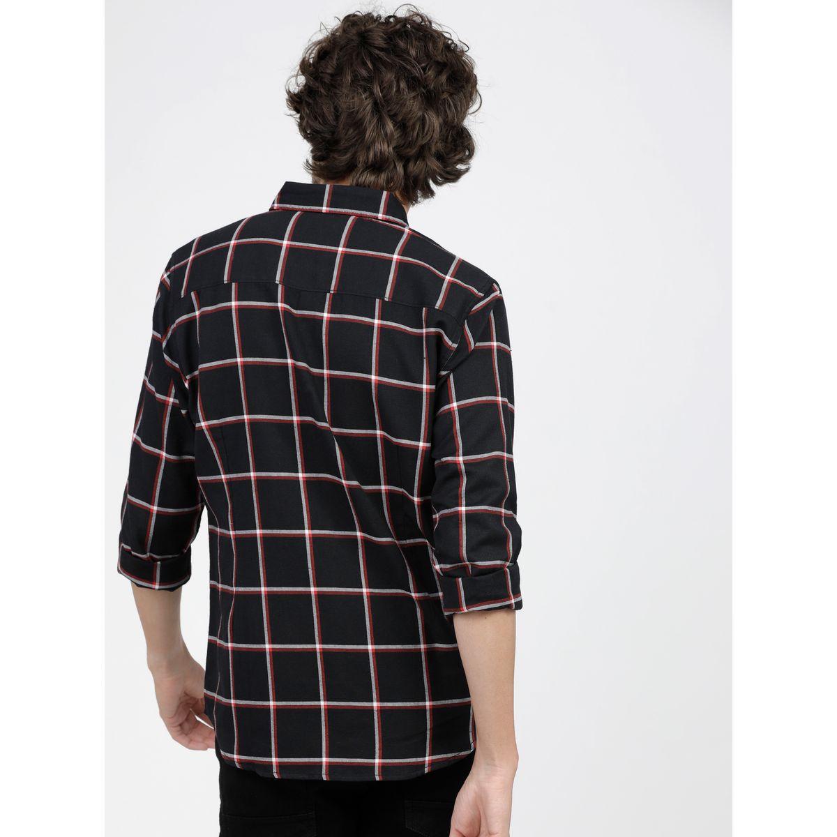 Ketch X Styli  Windowpane Checked Chest Pocket Slim Fit Shirt-men-clothing-shirts-image-4