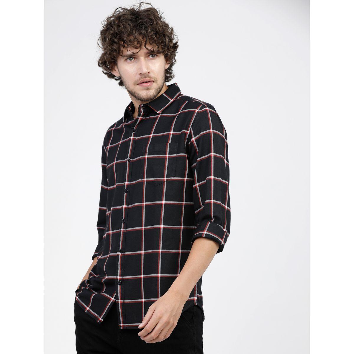 Ketch X Styli  Windowpane Checked Chest Pocket Slim Fit Shirt-men-clothing-shirts-image-6