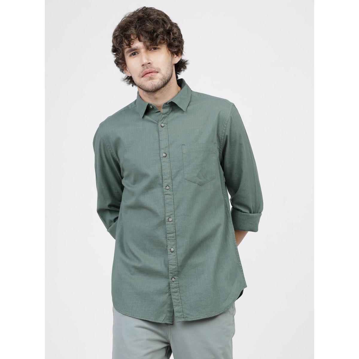 Ketch X Styli  Solid Chest Pocket Shirt with Long Sleeves-men-clothing-shirts-image-1