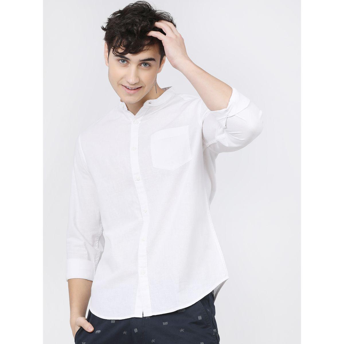 قميص بياقة ماندارين مع اكمام طويلة وجيب كيتش × ستايلي-men-clothing-shirts-image-1