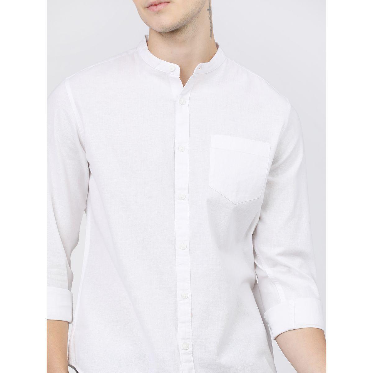 Ketch X Styli  Chest Pocket Detail Mandarin Collared Shirt with Long Sleeves-men-clothing-shirts-image-2