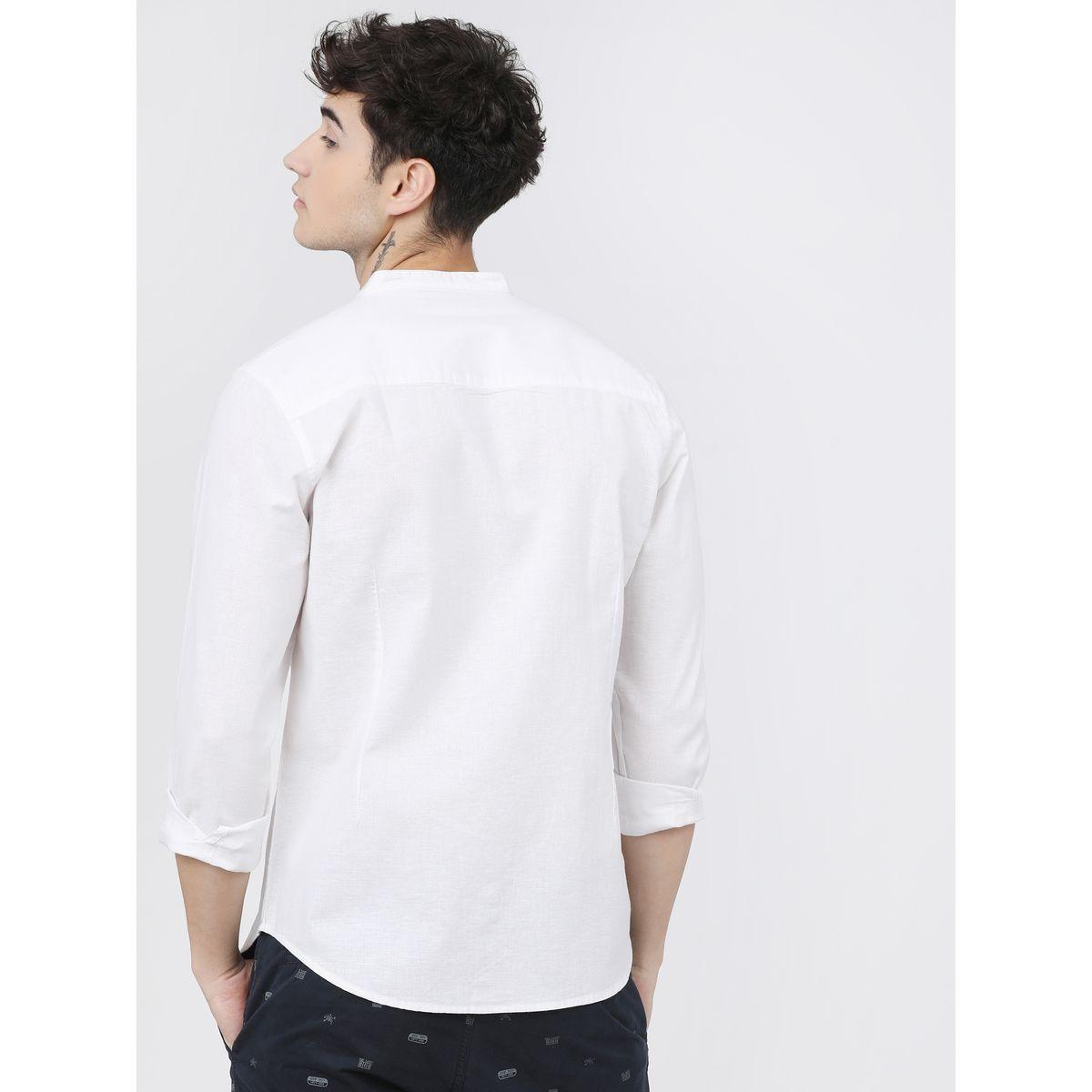 Ketch X Styli  Chest Pocket Detail Mandarin Collared Shirt with Long Sleeves-men-clothing-shirts-image-4