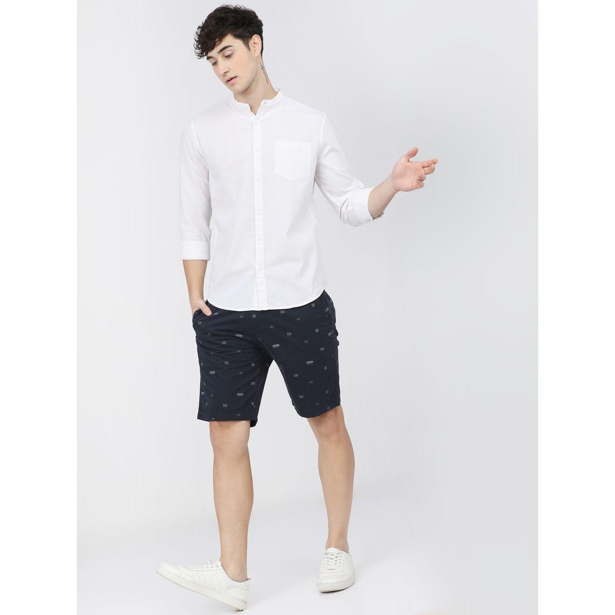 Ketch X Styli  Chest Pocket Detail Mandarin Collared Shirt with Long Sleeves-men-clothing-shirts-image-5
