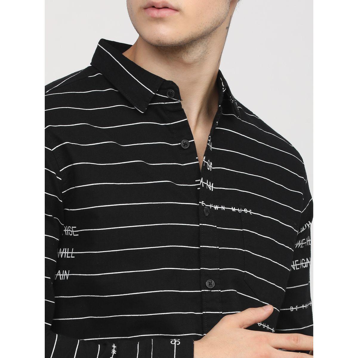 قميص مخطط بتفاصيل كتابة واكمام طويلة كيتش × ستايلي-men-clothing-shirts-image-2