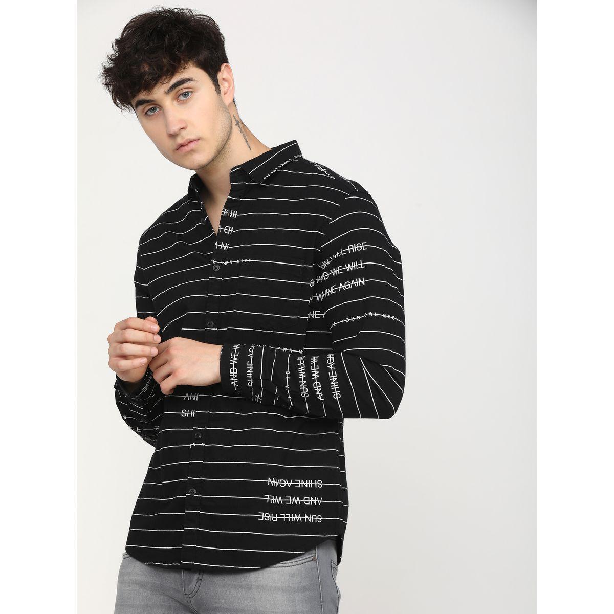 قميص مخطط بتفاصيل كتابة واكمام طويلة كيتش × ستايلي-men-clothing-shirts-image-6