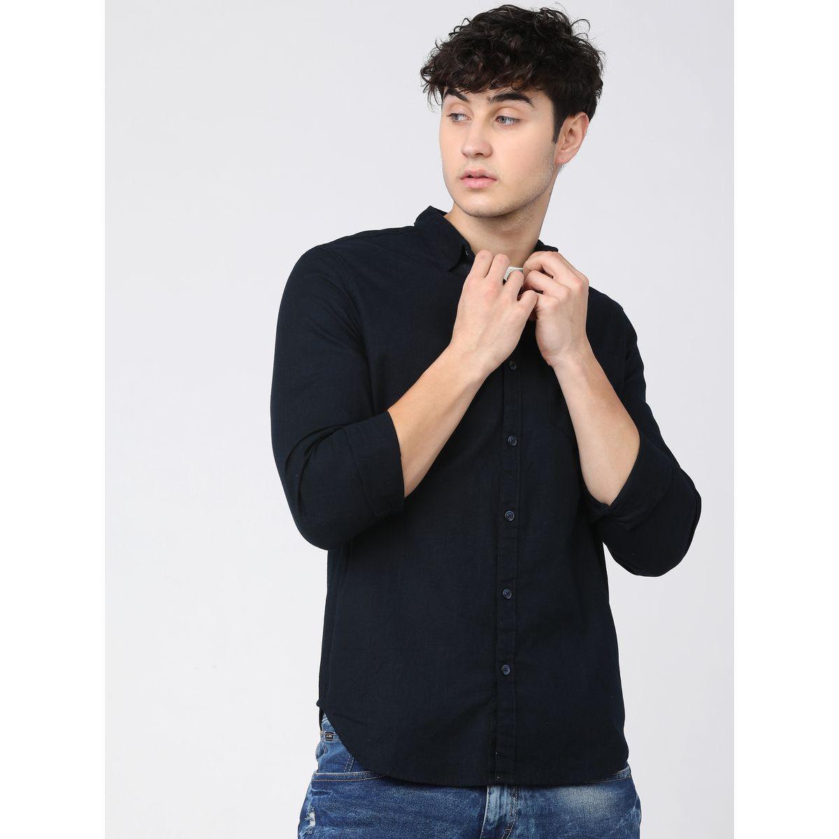 Ketch X Styli  Solid Slim Fit Shirt with Long Sleeves-men-clothing-shirts-image-1