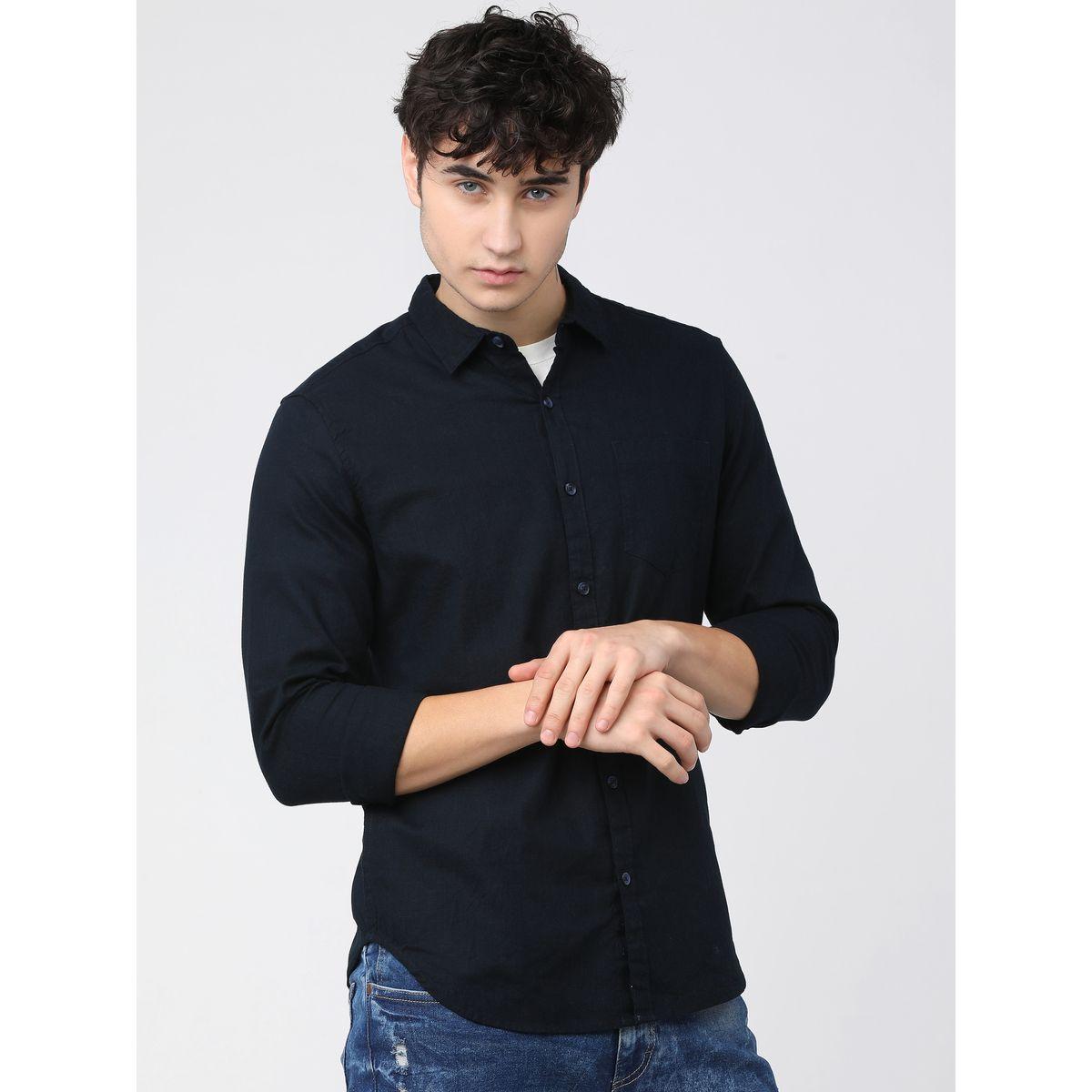 Ketch X Styli  Solid Slim Fit Shirt with Long Sleeves-men-clothing-shirts-image-3