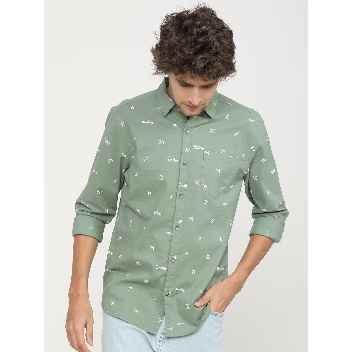 قميص مطبع بالكامل مع قصة سليم فت كيتش × ستايلي-men-clothing-shirts-image-1