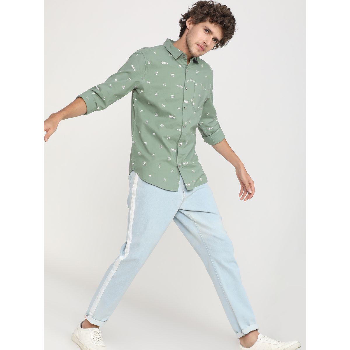 قميص مطبع بالكامل مع قصة سليم فت كيتش × ستايلي-men-clothing-shirts-image-4