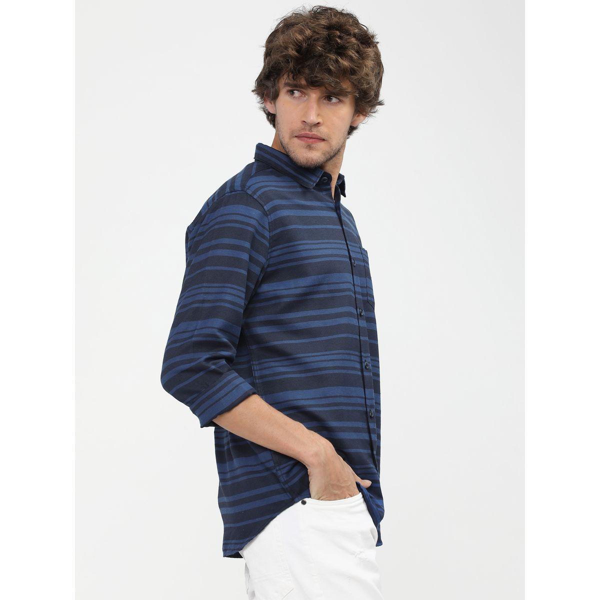 قميص مخطط بجيب على الصدر كيتش × ستايلي-men-clothing-shirts-image-3