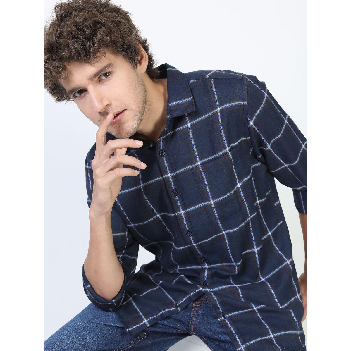 Ketch X Styli  Windowpane Checked Shirt with Long Sleeves-men-clothing-shirts-image-1