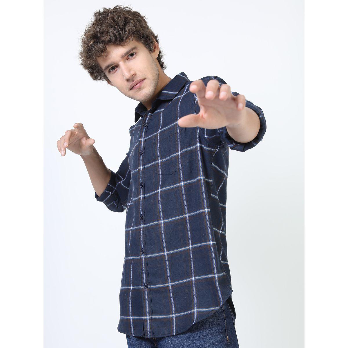 Ketch X Styli  Windowpane Checked Shirt with Long Sleeves-men-clothing-shirts-image-2