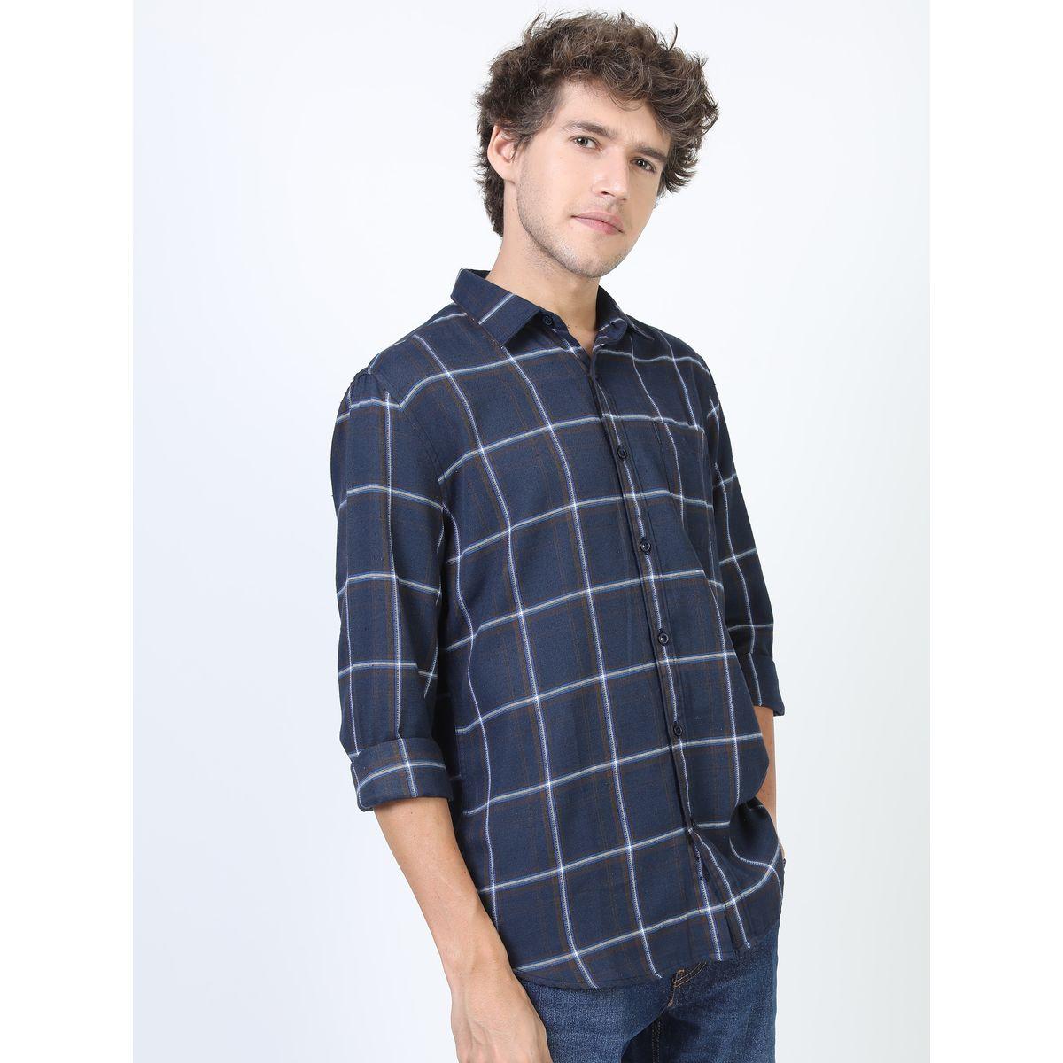 Ketch X Styli  Windowpane Checked Shirt with Long Sleeves-men-clothing-shirts-image-3