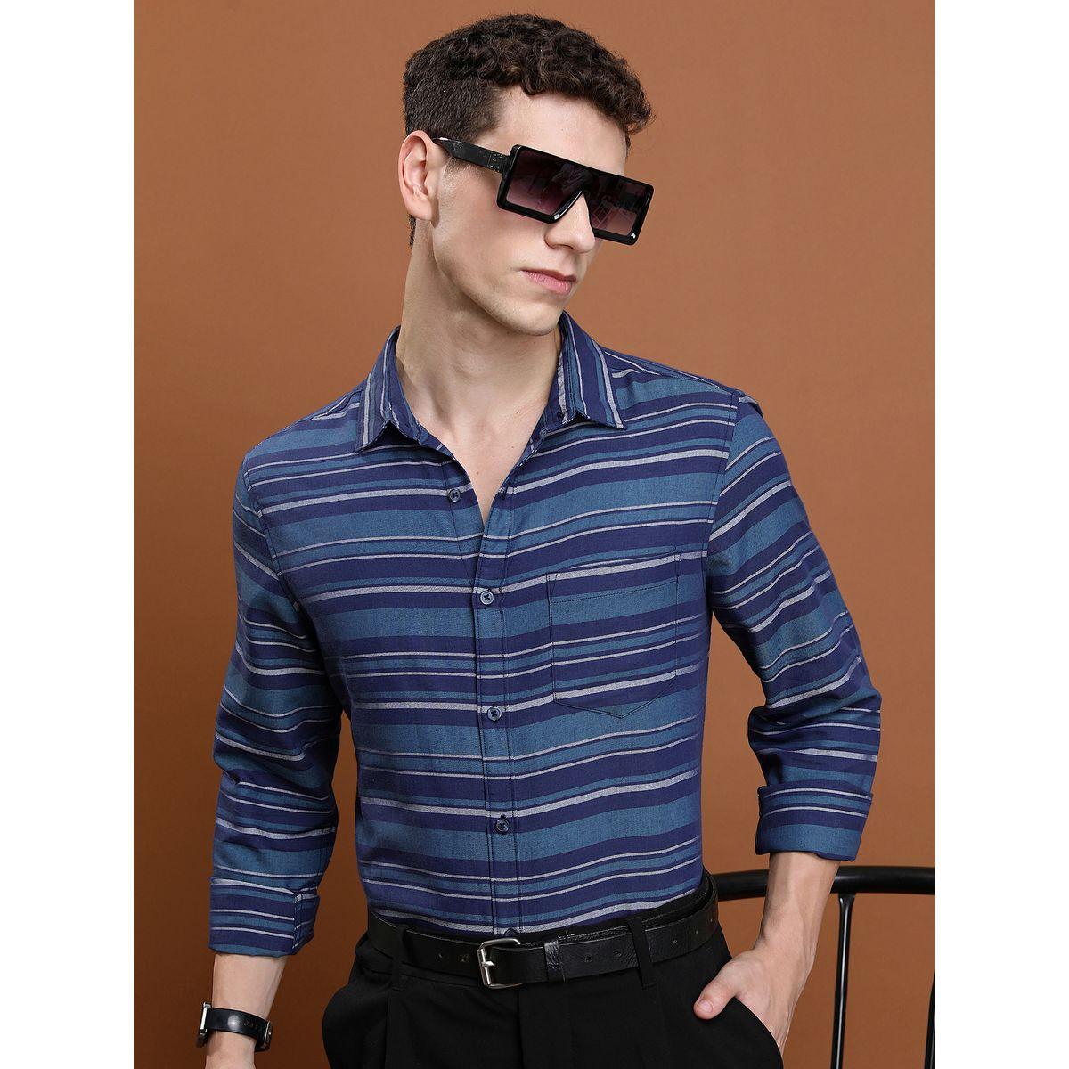قميص مخطط بقصة سليم فت واكمام طويلة كيتش × ستايلي-men-clothing-shirts-image-1