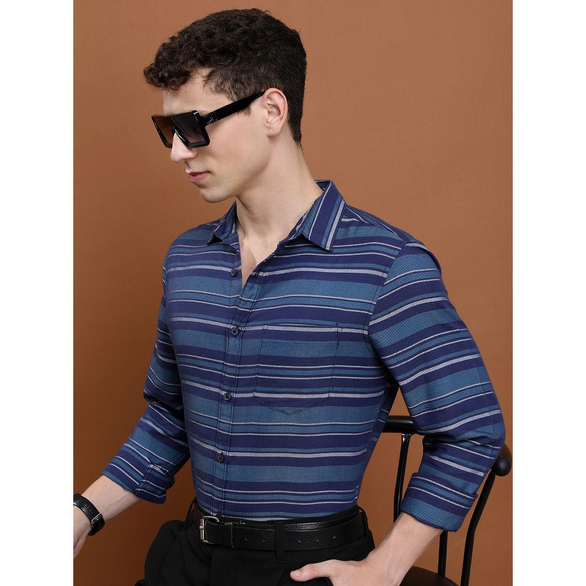 قميص مخطط بقصة سليم فت واكمام طويلة كيتش × ستايلي-men-clothing-shirts-image-2