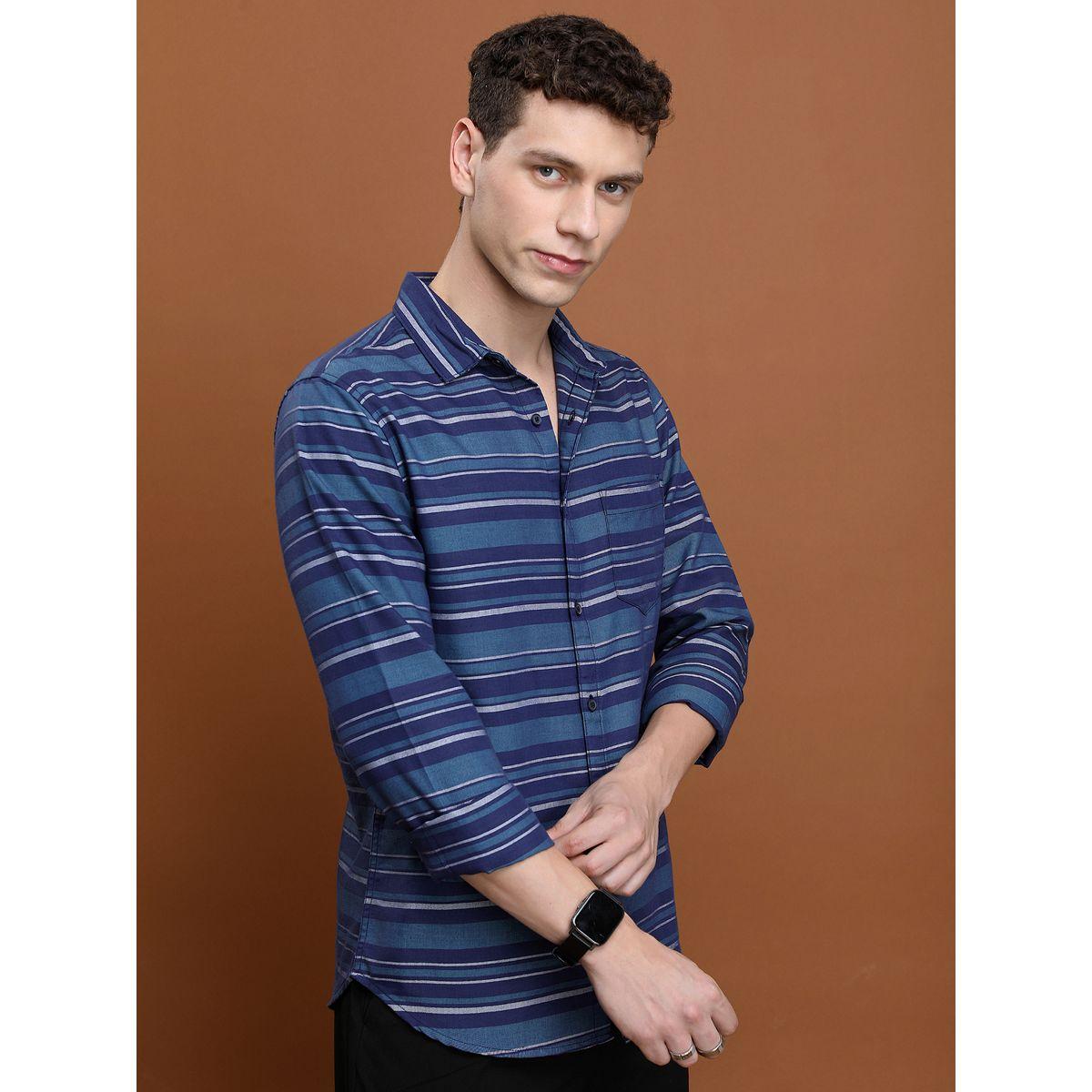 قميص مخطط بقصة سليم فت واكمام طويلة كيتش × ستايلي-men-clothing-shirts-image-3