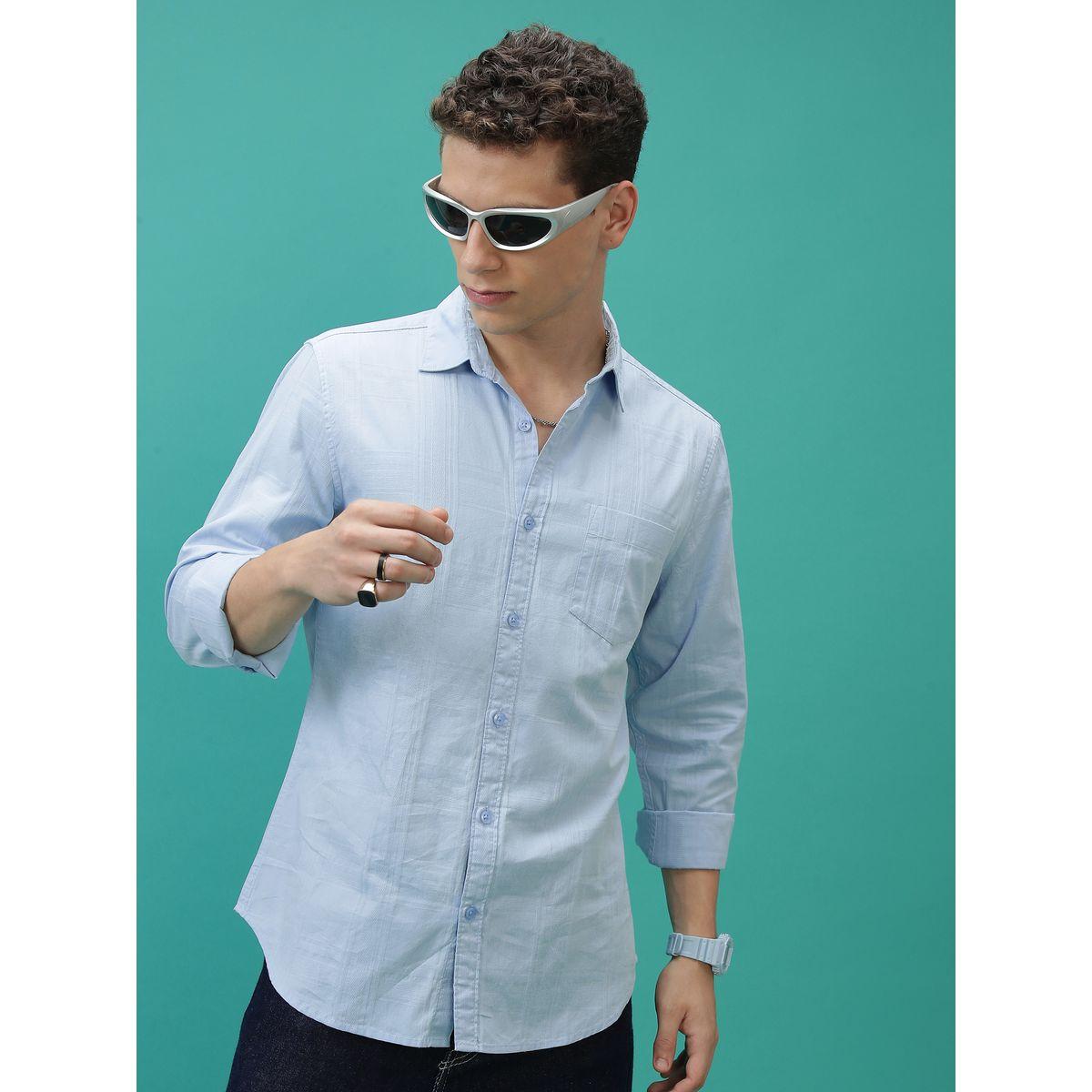 Ketch X Styli  Textured Chest Pocket Shirt with Long Sleeves-men-clothing-shirts-image-1
