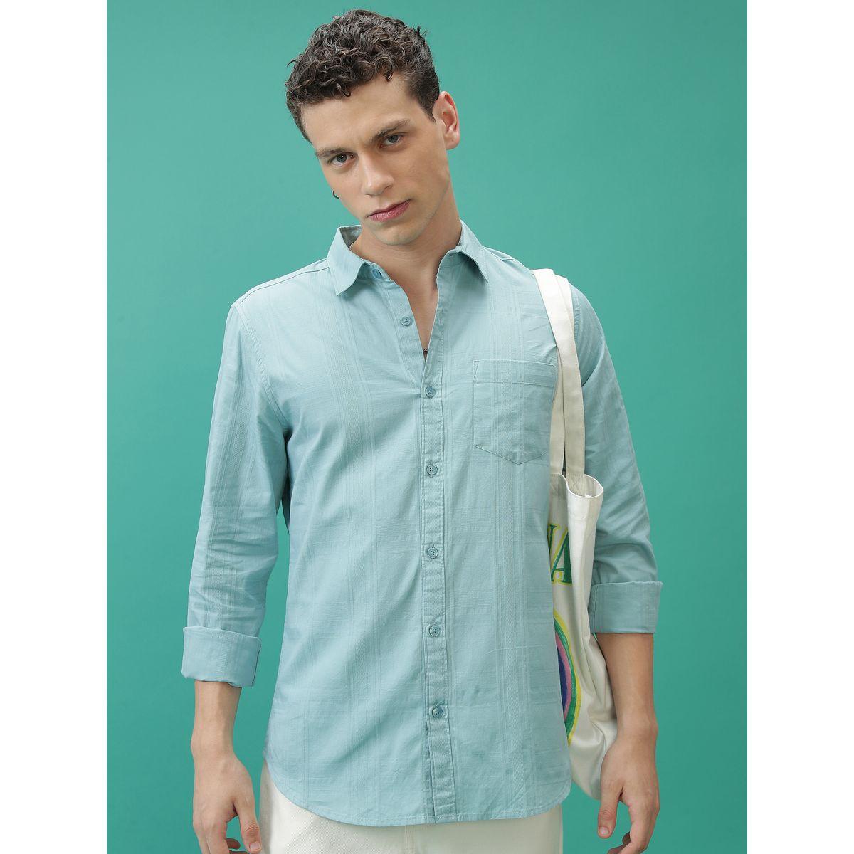 Ketch X Styli  Textured Chest Pocket Shirt with Long Sleeves-men-clothing-shirts-image-2