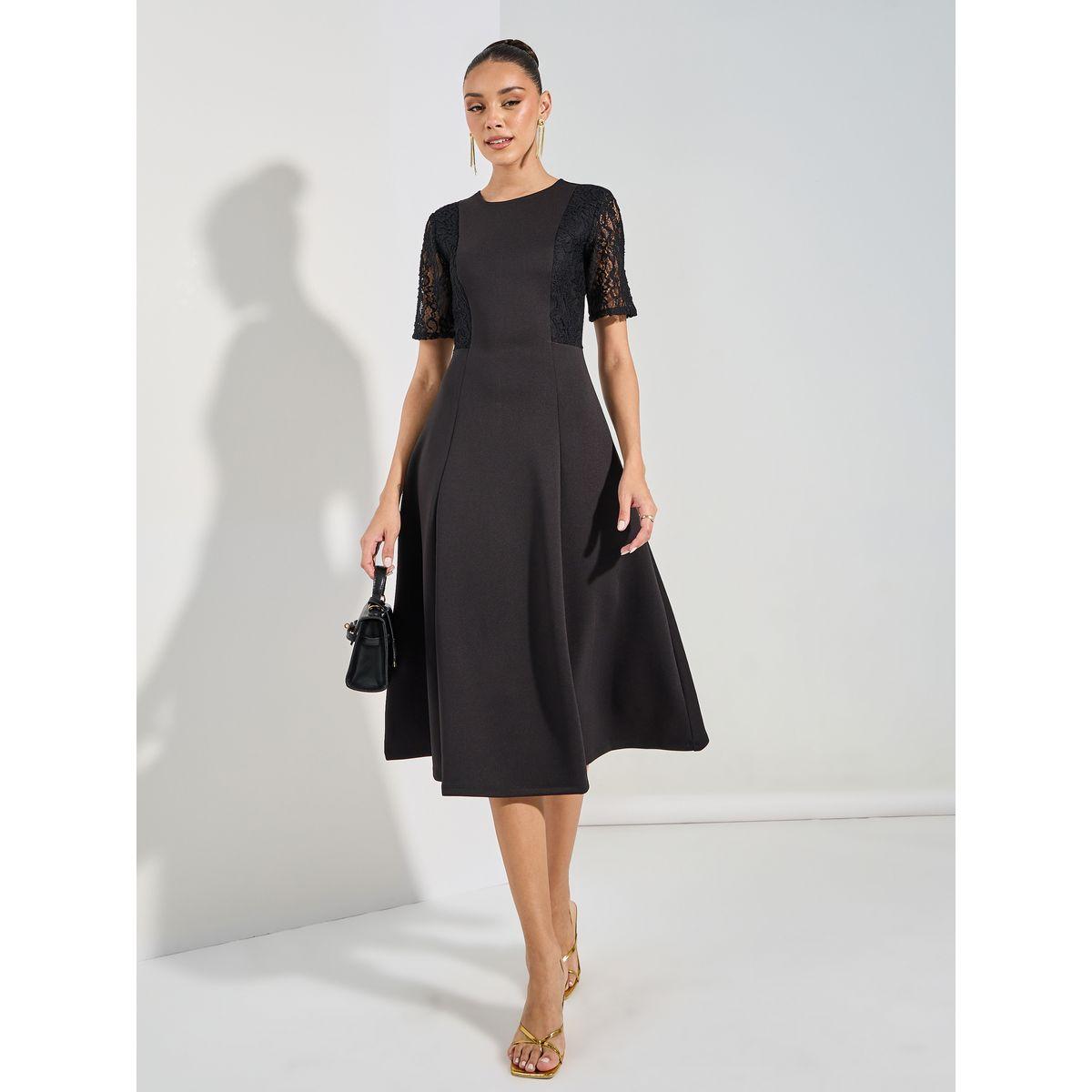 Styli Lace Insert Sleeve Flared Midi Dress-women-clothing-dresses-image-2