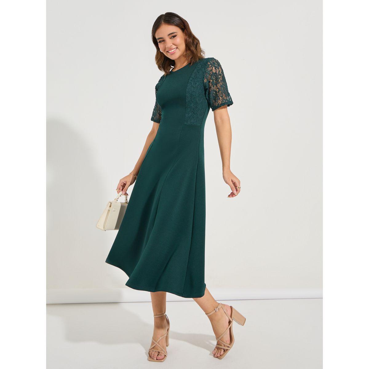 Styli Lace Insert Sleeve Flared Midi Dress-women-clothing-dresses-image-2