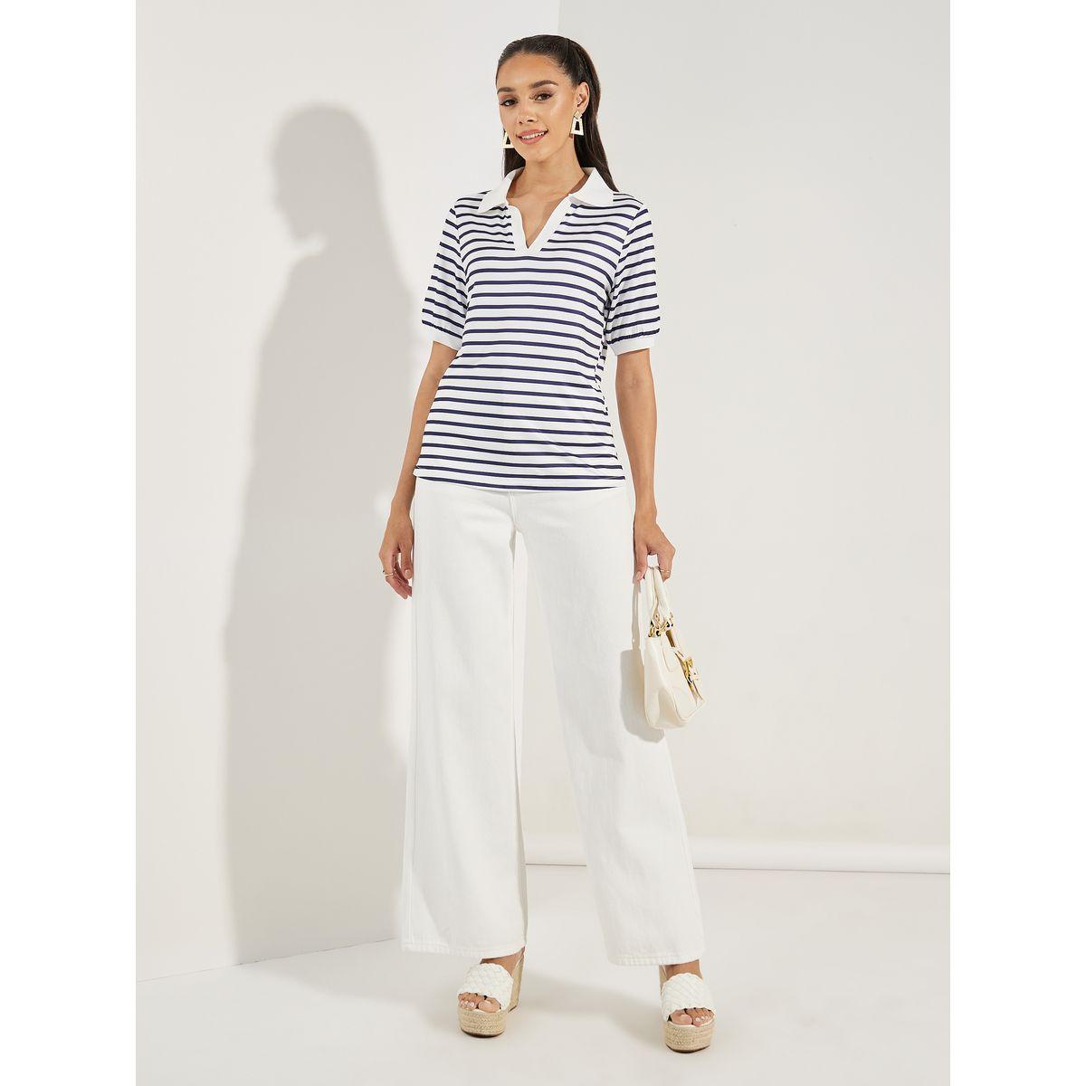 Styli Regular Fit Striped Collared Polo T-Shirt-women-clothing-tshirts-image-2