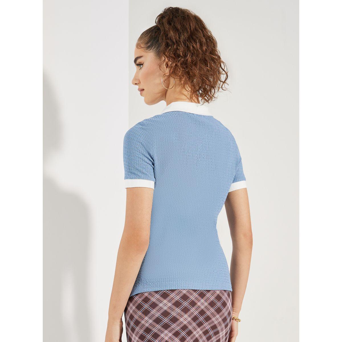 Styli Contrast Collar Textured Polo T-Shirt-women-clothing-tshirts-image-4