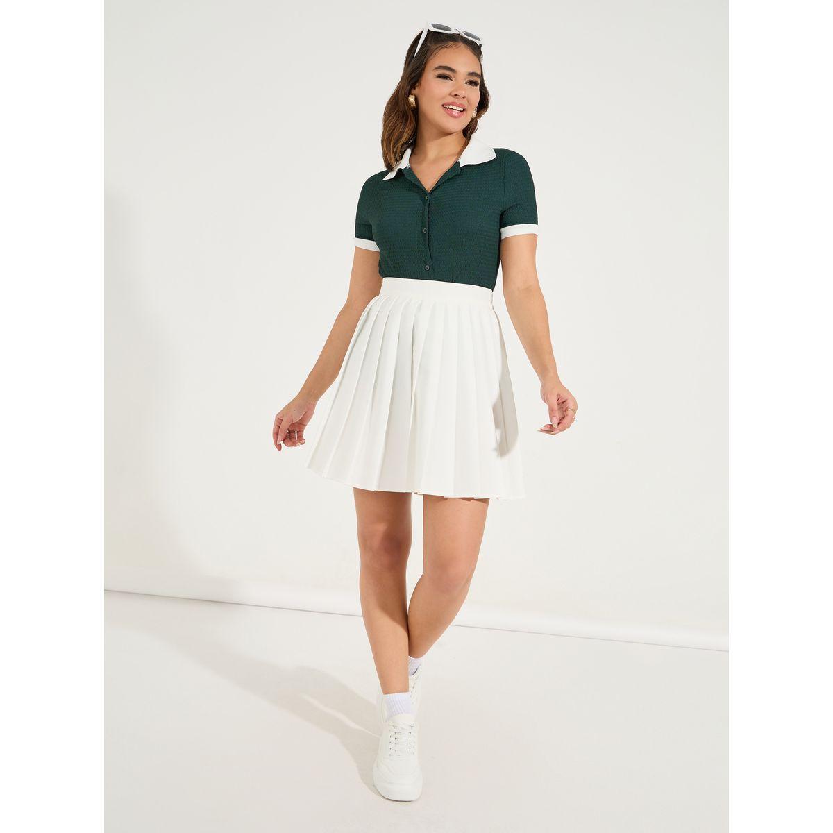 Styli Contrast Collar Textured Polo T-Shirt-women-clothing-tshirts-image-2