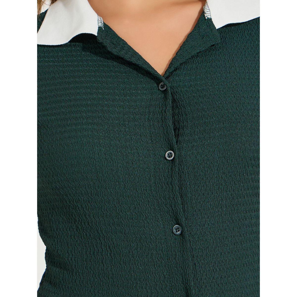 Styli Contrast Collar Textured Polo T-Shirt-women-clothing-tshirts-image-4