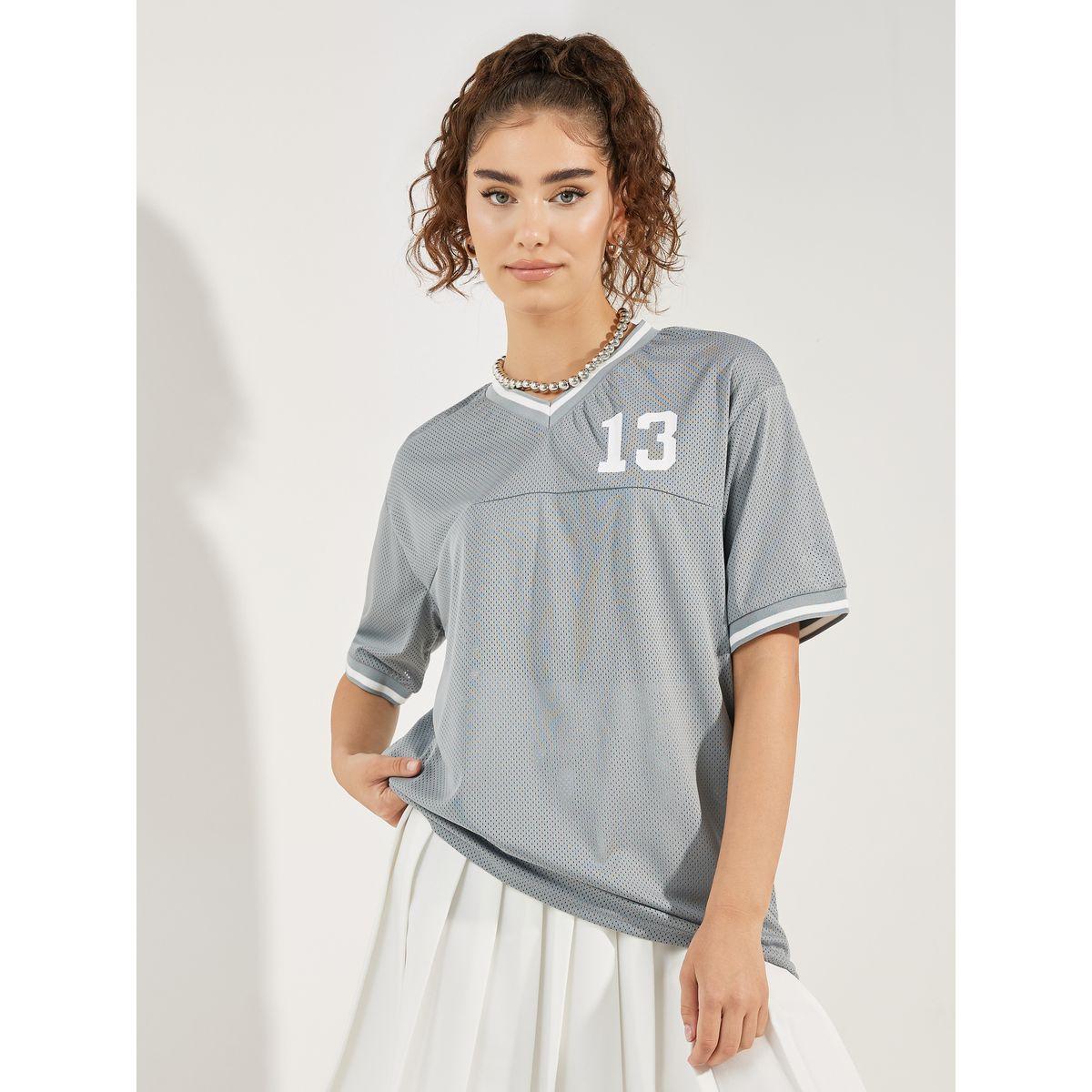 Styli Oversized Tipping Detail Mesh T-Shirt-women-clothing-tshirts-image-1