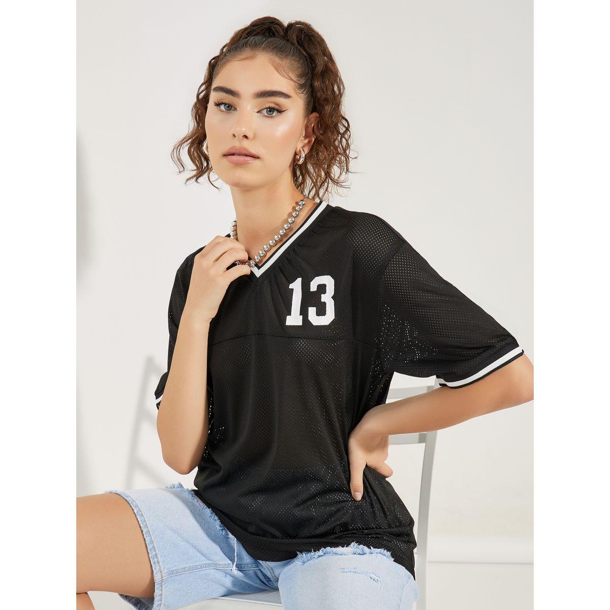 Styli Oversized Tipping Detail Mesh T-Shirt-women-clothing-tshirts-image-1