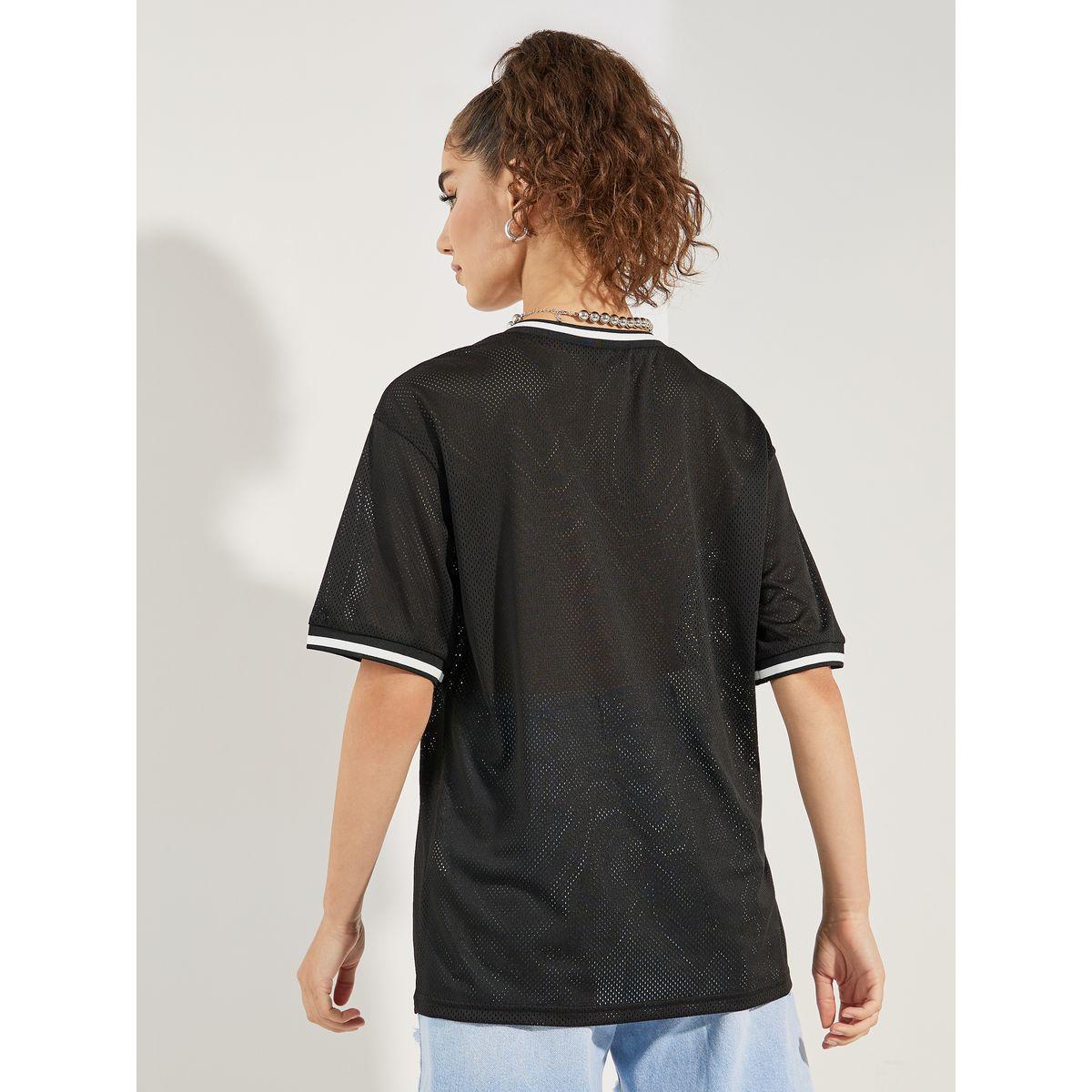 Styli Oversized Tipping Detail Mesh T-Shirt-women-clothing-tshirts-image-5