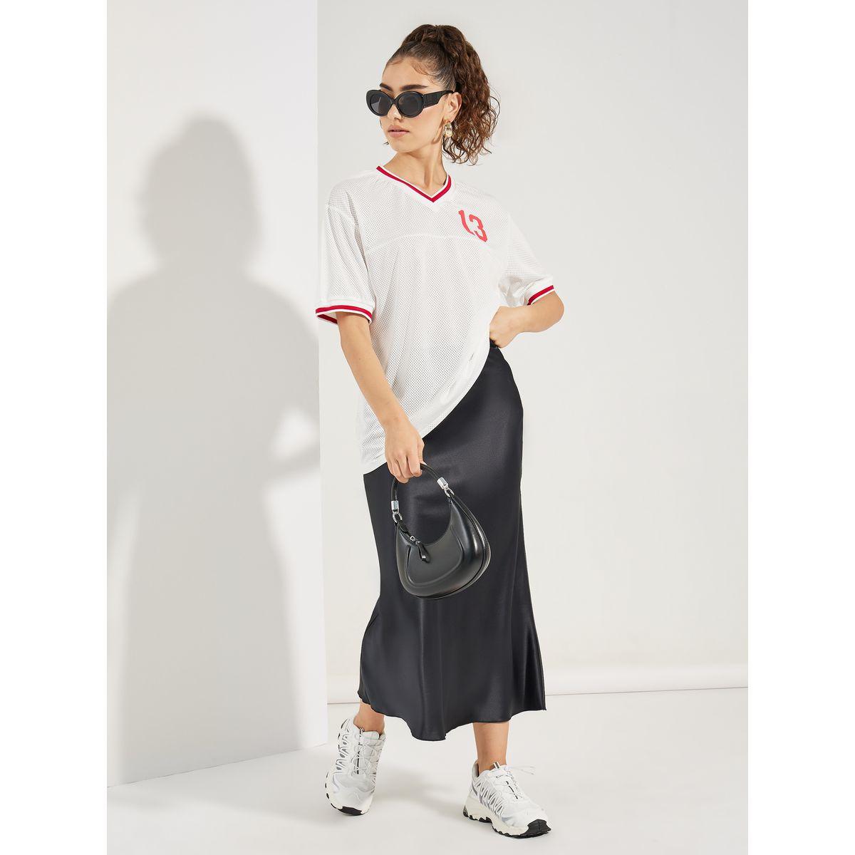 تيشيرت فضفاض باكمام قصيرة وتفاصيل شبكية-women-clothing-tshirts-image-3
