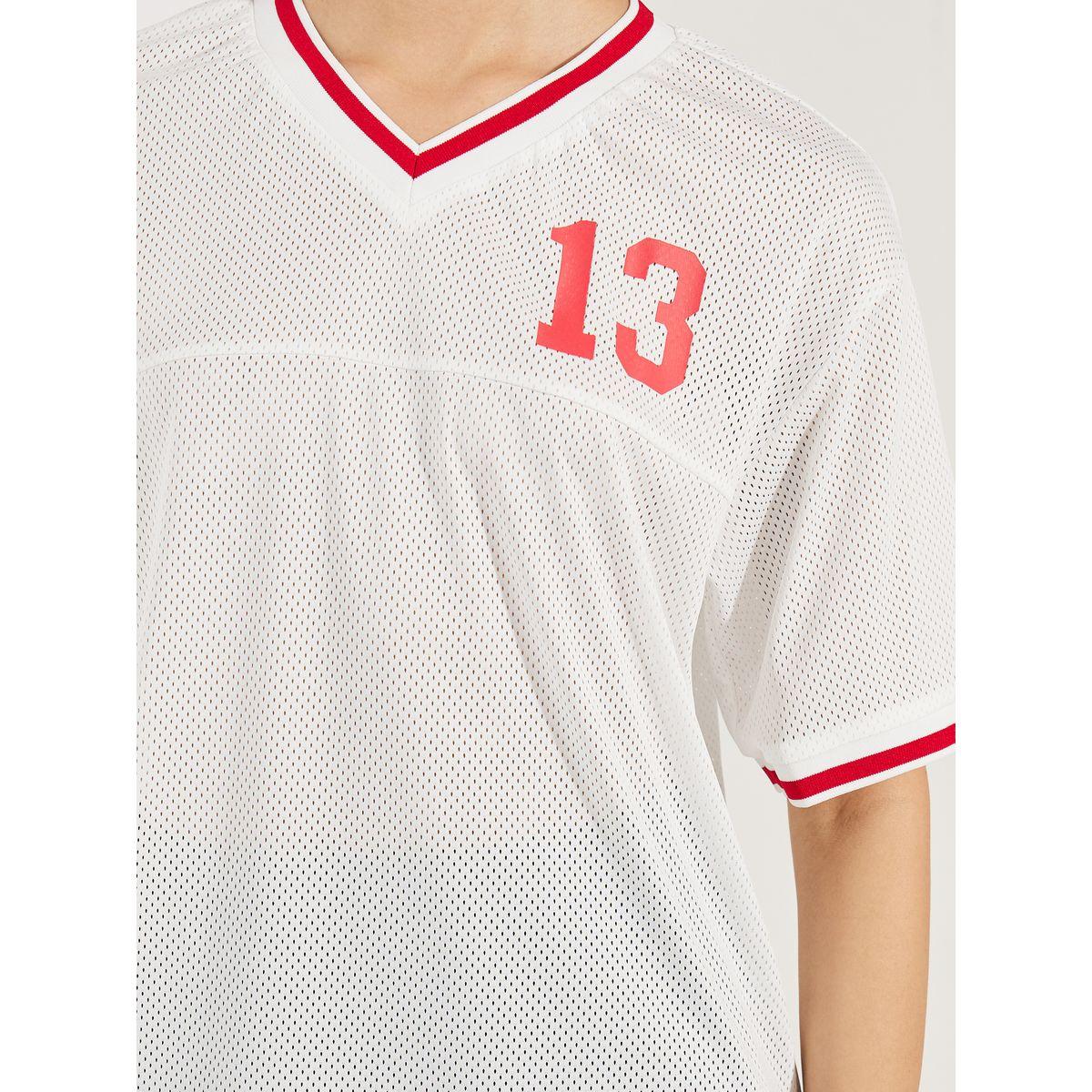 تيشيرت فضفاض باكمام قصيرة وتفاصيل شبكية-women-clothing-tshirts-image-4